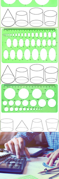 Circle Template Set Multi-Piece Green Plastic Drawing Stencil Ruler