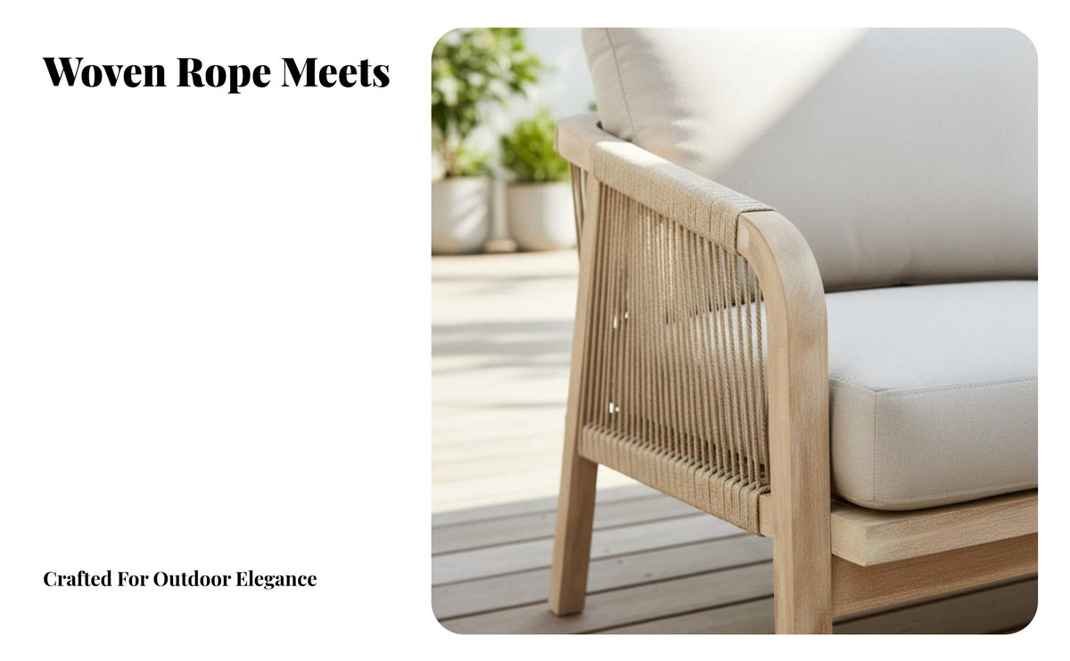 4 Pieces Weather-Resistant 4-Piece Wicker Lounge Group Hand-Woven Design 4-Piece Sofa and Chair Set Comfortable paddings Outdoor Furniture Modern aesthetic for Hotel Managers, Restaurateurs, Terrace, Garden, rearyard, Balcony