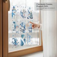 Christmas Window Clings Blue Glitter Snowman Tree Holiday Party Static Decals