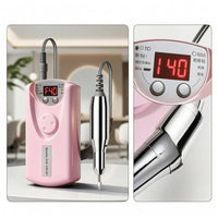 Rechargeable Nail Grinder with Handpiece Stepless Electric Nail Drill with Bits Manicure Pedicure Kit LED Display Lightweight
