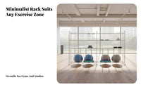 Metal Frame Exercise Equipment Storage Rack Large Capacity Exercise Ball and Mat Holder Stable Structure Commercial Gym Storage Unit Heavy Duty for Dance Studio