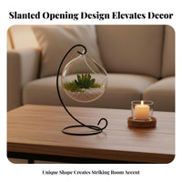 Micro Landscape Bottle Creative Gift Slanted Opening Glass Planter Functional Ornamental Glass Propagation Vase for Gardeners, Desktop, Bedroom
