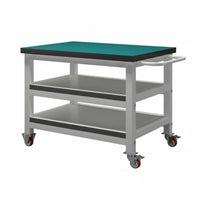 360° Swivel Casters Anti-Static Trolley Steel Structure Heavy Duty Work Table Locking Brakes Mobile Workbench Silent Wheels for Factory Workers, Warehouse Personnel, Technicians, Assembly Line, Laboratory, Auto Repair Shop, Engine Maintenance