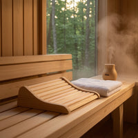 Curved Wooden Sauna Headrest Slatted Sauna Headrest Ergonomic Head Pillow Natural for Steam Room