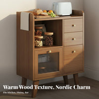 Nordic Design Kitchen Buffet Cabinet Multifunctional Dining Room Sideboard with Doors Spacious Storage Clear Standing Buffet Cabinet Large Capacity for Homeowners, Apartment Dwellers, Families, Entryway, Hallway