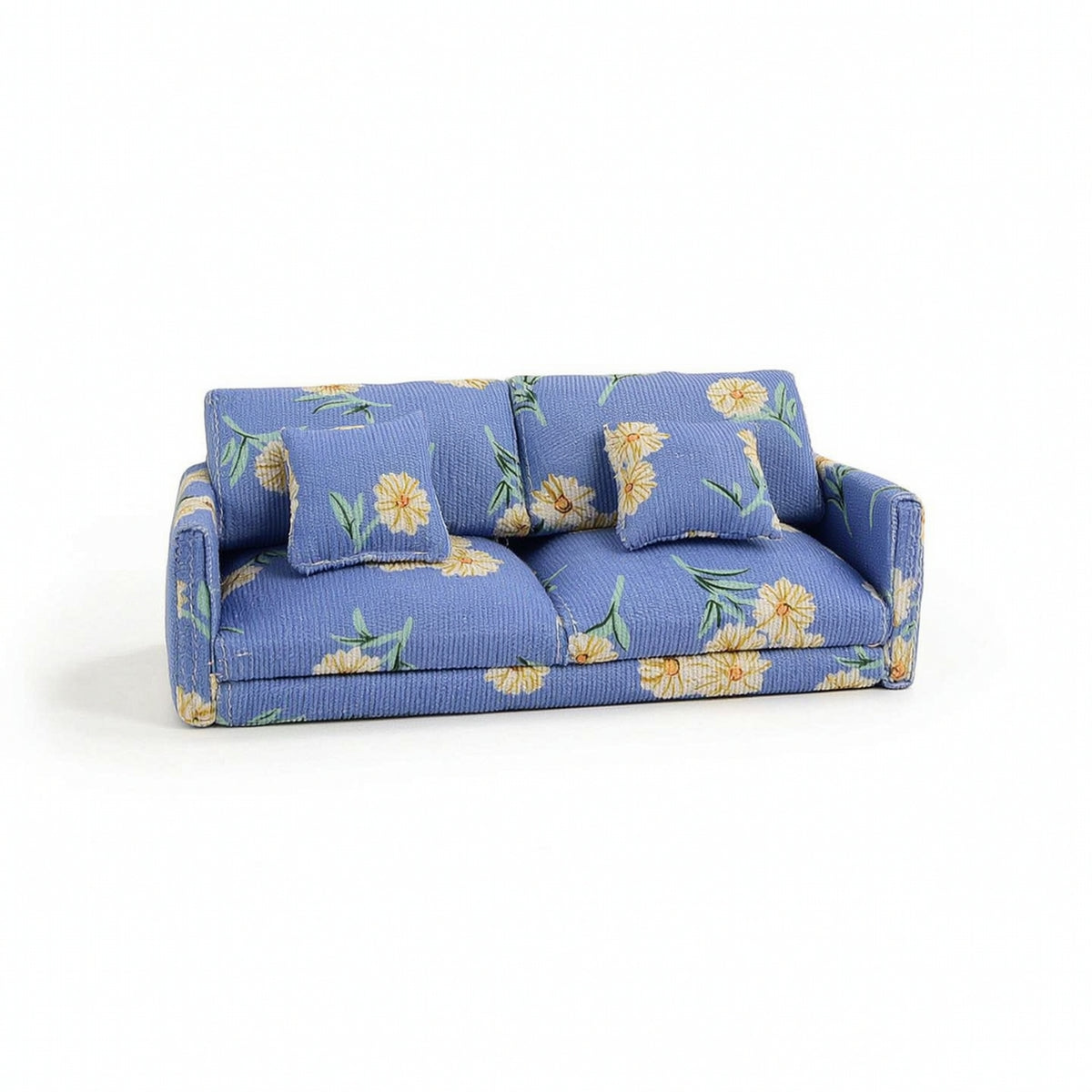 Dollhouse Sofa with Pillows Compact Two Seat Dollhouse Couch Elegant Miniature Double Sofa for Hobbyists