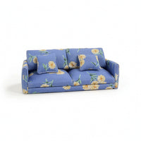 Dollhouse Sofa with Pillows Compact Two Seat Dollhouse Couch Elegant Miniature Double Sofa for Hobbyists