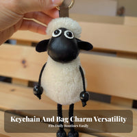 Sheep Keychain Real Wool Soft Lamb Bag Pendant Great Gift Idea Cuddly Animal Keychain for Students, Adults, Handbag Decoration, Backpack, Daily Use