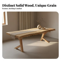 Untreated Edge Dining Table Artistic Design Solid Wood Slab Table Sturdy and Hard-Wearing Home Furniture for Homestay Managers, Families, Cafe