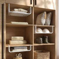 uncoveredGrid Under-Cabinet Hanging Basket Moisture-Resistant Under Shelf Wire Basket Hook-on Hanging Storage Bin Rectangular for Kitchen, Dorm Room