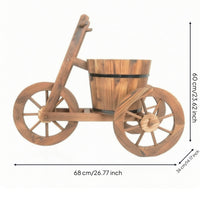 Wooden Tricycle Planter Vintage-Style Tricycle Planter with Bucket Retro Foliage Carrier for Decorators