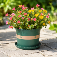 Large Size Outdoor Planter, Sturdy Synthetic Material Flower Pot, Dark Green for Balcony, No Saucer