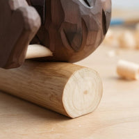 Carved Woodland Bird Statue Dark Brown Wooden Figurine Collectible Home Decor