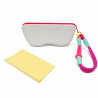 Zippered Silicone Eyeglass Pouch with Zipper Compact Eyeglass Storage Pouch with Cleaning Cloth Lightweight Glasses Case with Wrist Strap Flexible for Travelers