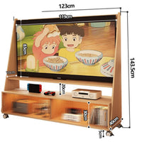 Mobile TV Stand Solid Wood Storage Cabinet Space Saving Rolling Furniture Suitable for Renters Living Room Bedroom Modern Home Decor
