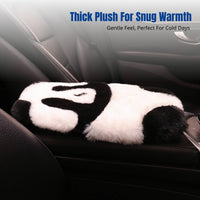 Car Armrest Pad, Plush Panda Cartoon, Universal Thickened Console Pad, Cute Winter Accessory, Soft Raised Support