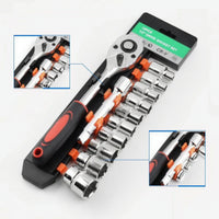 12 Pieces Socket Wrench 24-Tooth-Tooth Socket and Ratchet Set Chrome-Finished Ratchet Wrench with Sockets for Mechanics, Amateur Mechanics