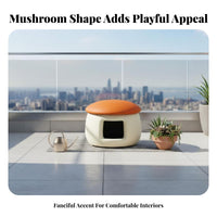 Space-Saving Mushroom-Shaped Cat House Stool two-in-onePurpose Design Enclosed Pet sanctuary Multipurpose Ottoman Minimalist aesthetic for felines, Homeowners, Small animals, Entryway, Living Room, Balcony, Bedroom