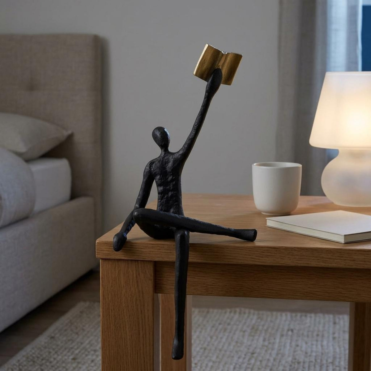 Human Figure Sculpture Decorative Textured Metal Sculpture Modern Abstract Figurine for Office, Living Room, Bedroom