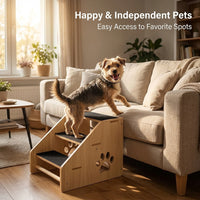 Dog Steps for Small with Three Tier Wooden Design, Pet for Bed and Sofa with Sloped Climb Angle, Pet for Home Furniture