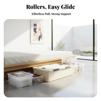 Rolling Storage Bin with Lid Wheeled Design Underbed Container Transparent Body