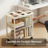 Movable Rolling Book Cart Space-Saving book cart Lockable Casters Mobile Storage 360° Rotating casters for Students, Home Organizers, educators, Under Desk, Study Room, Classroom, Bedroom