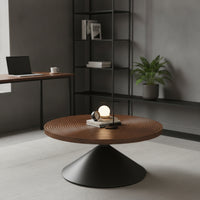 Pedestal Coffee Table Vintage-Coffee Table with Pedestal Base Easy-to-Assemble Furniture for Apartment Dwellers, Living Room, Small Apartments
