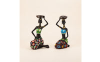 2 Pieces Candle Holder Figurines Hand-Painted Sculpture Ethnic for Living Room