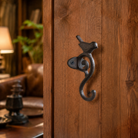 Coat Hook Cast Iron Ornament, Vintage Wall Hook Matte Dark Brown, Clothes Hook for Hallway Entrance Area, Decorative Wall Hook with Screws