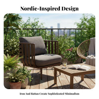 3 Pieces Modern Nordic design3Piece Rope Chair and Table Set Leisure Seating Outdoor Furniture Weather-Resistant space-efficient Design for Apartment Dwellers, property owners, pairs, Balcony, Terrace, Garden, Backyard