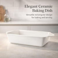 Lasagna Pan with Handles, Deep Rectangular Casserole Dishes, Double Handled Rectangular Pan, Easy Grip Ceramic Dish, Handles Large Porcelain Oven