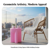 Cream design Sculptural Pedestal Stand Creative Design End Table adaptable Use Nightstand Modern Minimalist for Interior Designers, Apartment Dwellers, Homeowners, Living Room, Bedroom, Small Spaces, Entryway