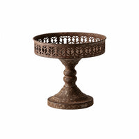 Decorative Iron Pedestal Tray Rustic Tray with Cutout Rim Farmhouse Stable for Cafes