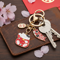 Japanese Cartoon Lucky Cat Koi Fish Keychain for Bags and Car Keys