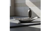 Boat-Shaped Tray Silver Tray with Hammered Texture Modern Fruit Dish for Shelf