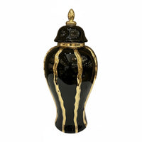 Lidded Ceramic Jar Wavy Vertical Accents Decorative Ceramic Jar Multifunctional Home Decor