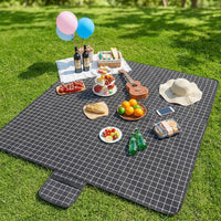 Picnic Blanket and Waterproof Mat for Family Picnic, Heavy Duty Oxford Cloth Camping Mat with Storage Bag, Large Beach Blanket, Grass Tarp Set