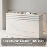 Salon Front Desk Sturdy Materials Modern Reception Desk Scratch Resistant Modern Checkout Counter for Retailers, Business Owners, Clothing Boutique