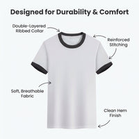 Short Sleeve Shirts Men Crew Neck T-Shirt, Loose Fit Casual Wear for Summer, Moisture Wicking Round Tee, 200g Weight