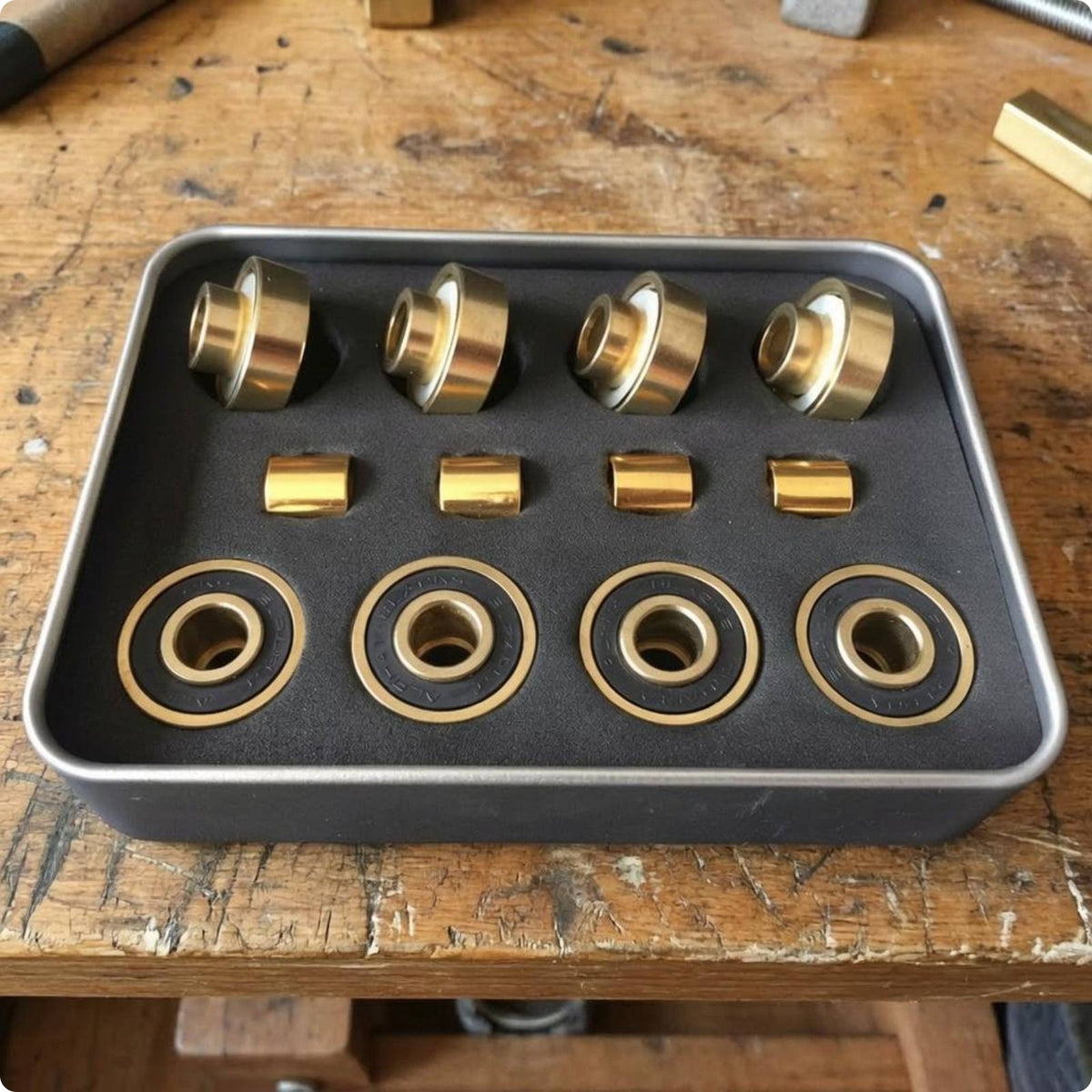 Gold Skateboard Bearing Set Nylon Cage Longboard Wheel Bearing Set Thickened Outer Wall for Longboarding