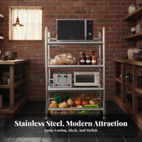 Multi-Tier Vegetable Basket Stand Multifunctional Multi-Tier Storage Rack Detachable Baskets Microwave Stand with Wheels for Pantry, Dorm Room, Office