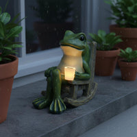 Solar Frog Light Waterproof LED Frog Garden Statue Automatic activation/Off Outdoor Decoration for Patio, Balcony, Windowsill
