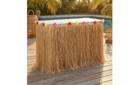 Hawaiian Table Skirt with Flowers Luau-Style Fringe Table Skirt Eye-Catching Decorations Lightweight for Beach Parties, Cake Tables