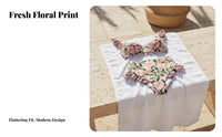 High Waist Ruffle Bikini Modest Coverage Floral Print Bikini Set Vintage Influenced High Waisted Floral Swimsuit for Moms, Adults, Beach, Resort