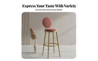 Nordic Design Upholstered Bar Stool with Round Back Modern Minimalist Design High Chair Padded Cushion Seating Furniture Stable Base for Homeowners, Business Owners, Interior Designers, Counter, Restaurant, Front Desk, Kitchen Island