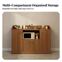 Floor Standing Tea Cabinet Large Capacity Wooden Buffet Cabinet Multi-Compartment Storage Kitchen Buffet Table for Renters, Entryway, Hallway, Bedroom