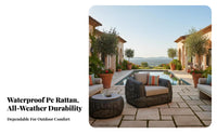 4-Piece Woven Patio set All-Weather Outdoor Furniture elegant visual appeal Garden Lounge Group for Hotel Owners, Designers, waterfront, supportyard, Balcony