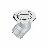 Angled Petrol Filler Neck Cast Piece Hinged Cap Petrol Filler Angled Neck Deck Fill for Boat Owners, RV