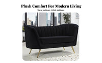 Nordic design Tufted plush fabric Sofa Light Luxury Design Small Couch Slim Metal Legs Loveseat dense Foam padding for Apartment Dwellers, Homeowners, pairs, Living Room, Lounge Area, Office, Bedroom