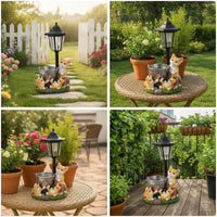 Outdoor Cat Figurine with Lantern Weather-Resistant Garden Statue with Solar Light Long-Lasting Resin Garden Sculpture Adorable for Gardeners